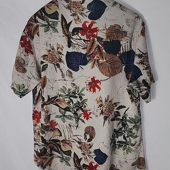 Coofandy Cotton Linen Blend Size L Men's Short Sleeve Tropical Henley - Picture 7 of 7